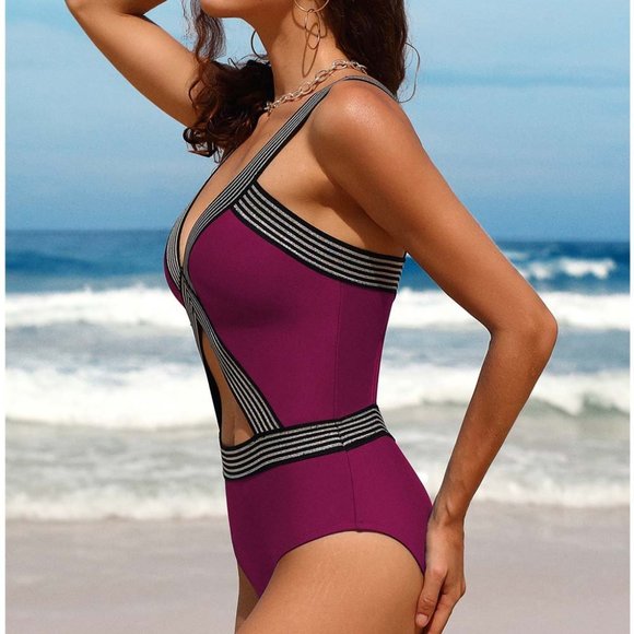 NWT Charmo | Red & Black Stripe Cut-Out One-Piece - Medium - Picture 2 of 6